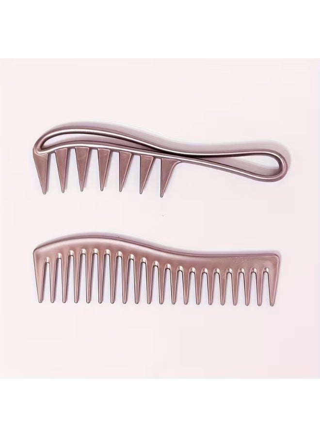 Goolsky مجموعة 2 من أمشاط تصفيف الشعر، أمشاط واسعة الأسنان مزدوجة الجوانب للرجال، شعيرات بلاستيكية ومقبض ABS، للشعر الرقيق، السميك، المجعد، المستقيم، أداة صالون حلاقة محترفة - تشطيب معدني - Image 2