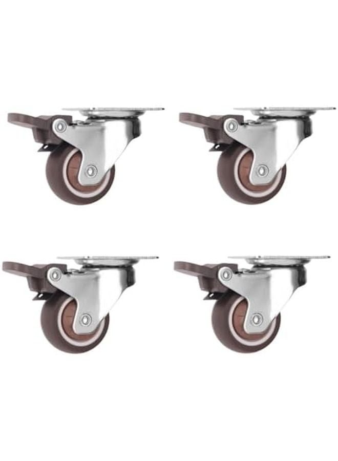 Universal Swivel Casters Heavy Duty 1.25 Inch Silent Wheels With Safety Brake For Furniture - Image 1