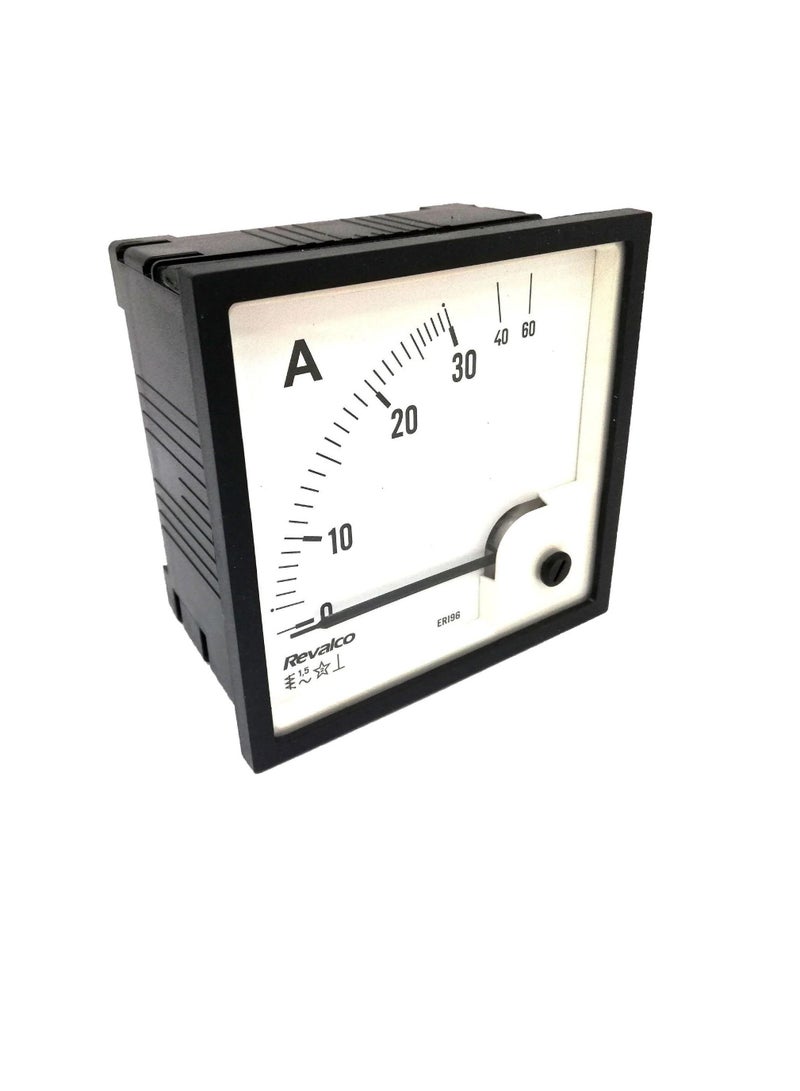AC Analogue Panel Ammeter 96x96 - Direct Type - ERI96A2D Revalco Italy - Image 1