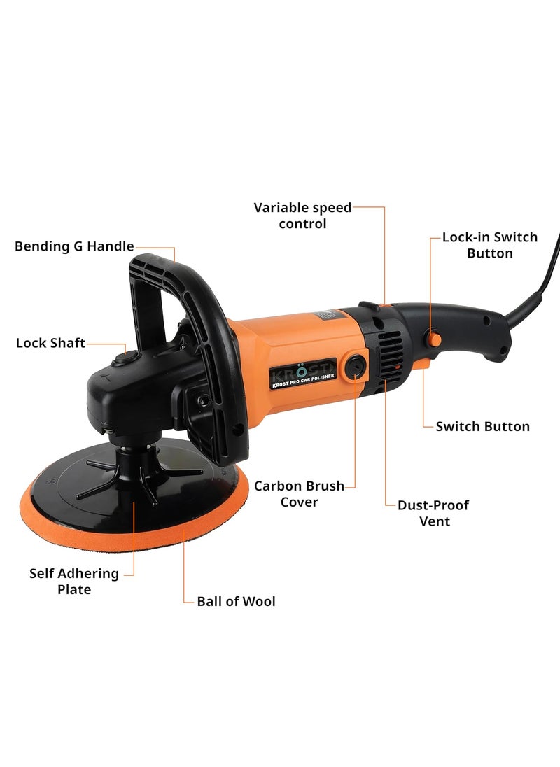 KROST KROST PRO 7 Car Polisher Machine Combo With Backup Pad And Wool Buffing Pad Double Insulated With Speed AdjustmentCopper Winding KROST PRO  - Image 2