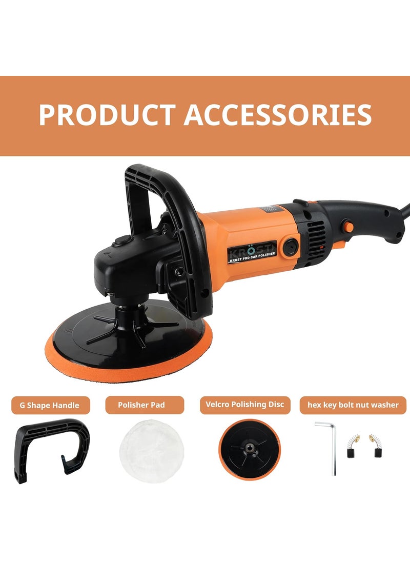 KROST KROST PRO 7 Car Polisher Machine Combo With Backup Pad And Wool Buffing Pad Double Insulated With Speed AdjustmentCopper Winding KROST PRO  - Image 4