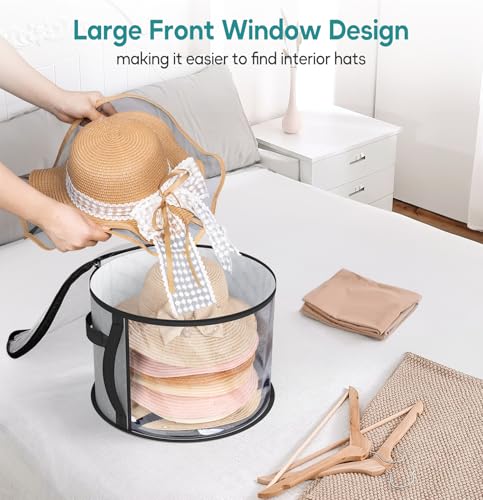 AOODA Oversized Clear Hat Storage Bag, Holds up to 7 Caps Cowboy Hat Organizer for Closet, Wide Brims Hat Case with Carrying Handles (Grey) - Image 3