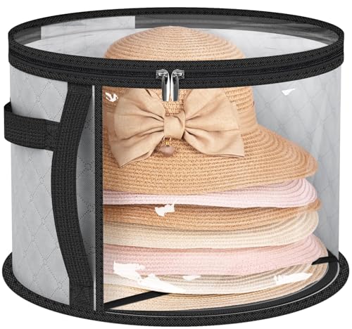 AOODA Oversized Clear Hat Storage Bag, Holds up to 7 Caps Cowboy Hat Organizer for Closet, Wide Brims Hat Case with Carrying Handles (Grey) - Image 1
