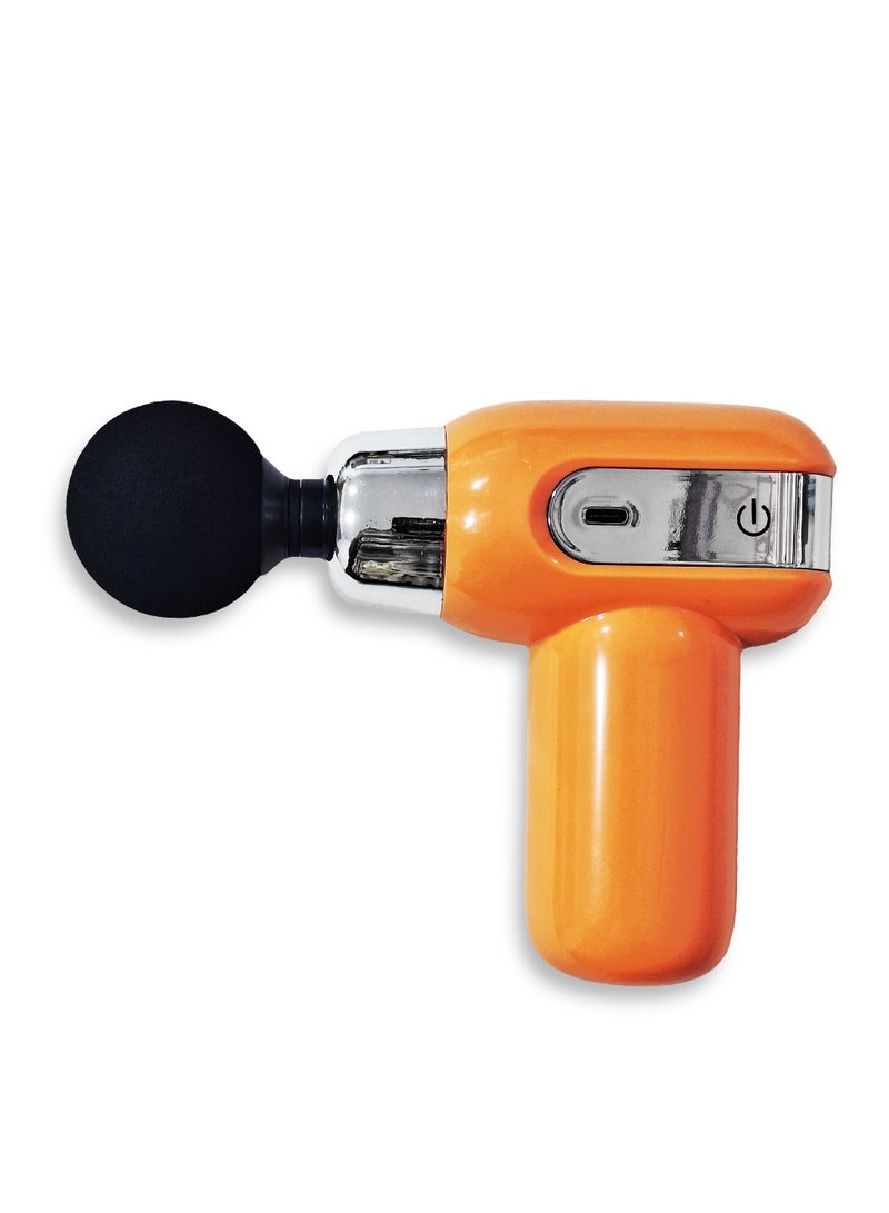 Compact Power Massager  , Relaxing and Healing Massager 4 in 1 , Cordless and Rechargeable , USB Type-C Cable , 4 Interchangeable Head Model CY-010 For all Body Can Use it in Home - Orange - Image 1