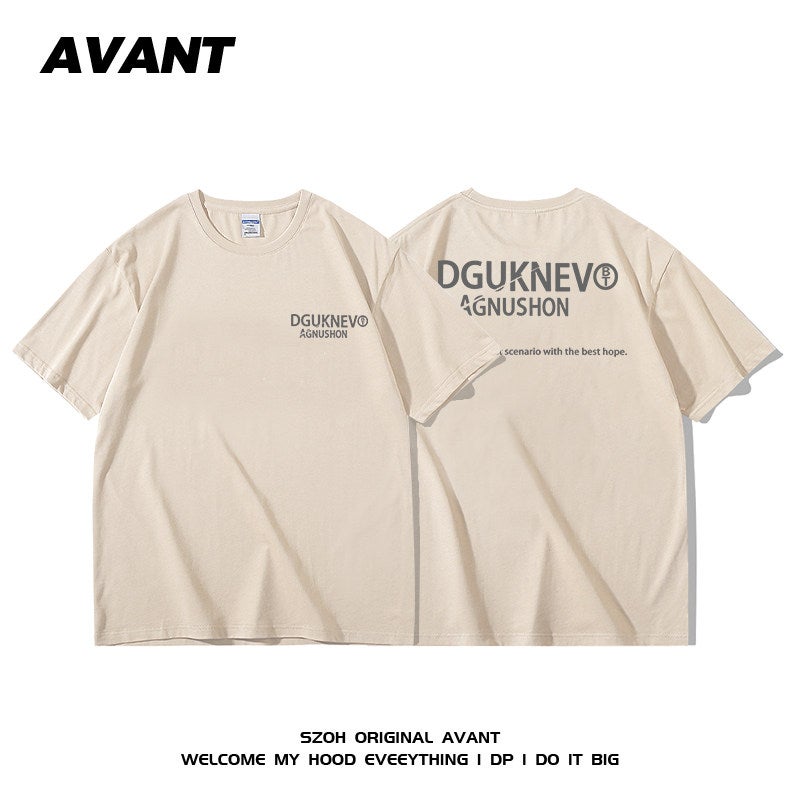 American retro heavy cotton trendy men's summer short-sleeved t-shirt trendy design youth trendy loose round-neck top - Image 3