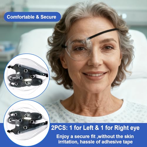 AMZVIO 2pcs Eye Shield After Cataract Surgery, Hard Protective Eye Patch for Sleeping,with Adjustable Strap, Breathable Ventilated Eye Covering for Cataract Recovery(Black) - Image 5