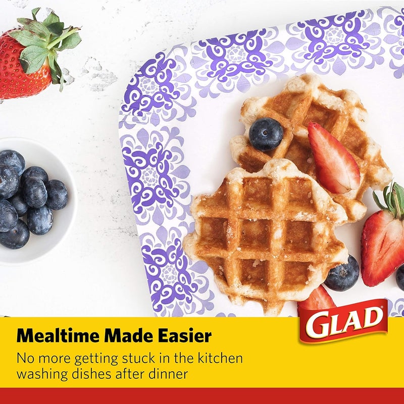 Glad Square Disposable Paper Plates for All Occasions | Soak Proof, Cut Proof, Microwaveable Heavy Duty Disposable Plates | 8.5" Diameter, 50 Count Bulk Paper Plates - Image 5