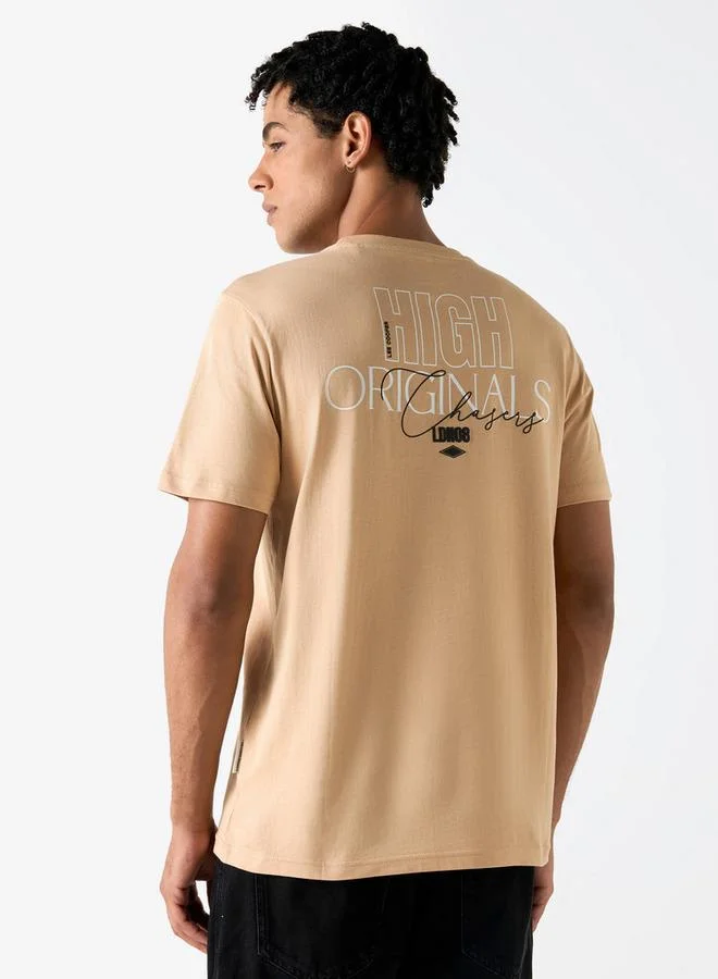 Lee Cooper Printed Crew Neck T-shirt with Short Sleeves