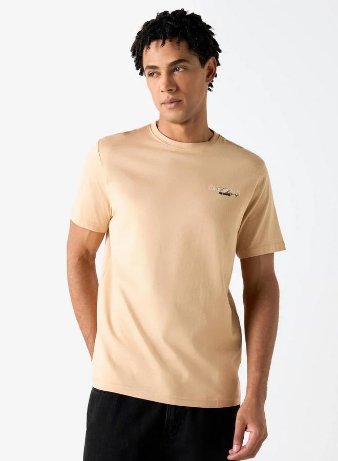 Lee Cooper Lee Cooper Printed Crew Neck T-shirt with Short Sleeves