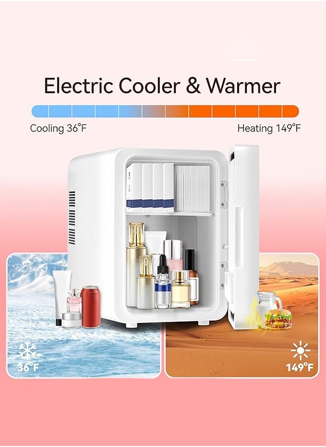 Generic 4L Mini Fridge Car Refrigerator with Dimmable LED Light Mirror  Portable Cosmetic & Makeup Storage Cooler & Warmer for Bedroom, Car, Office & Dorm White  - Image 3