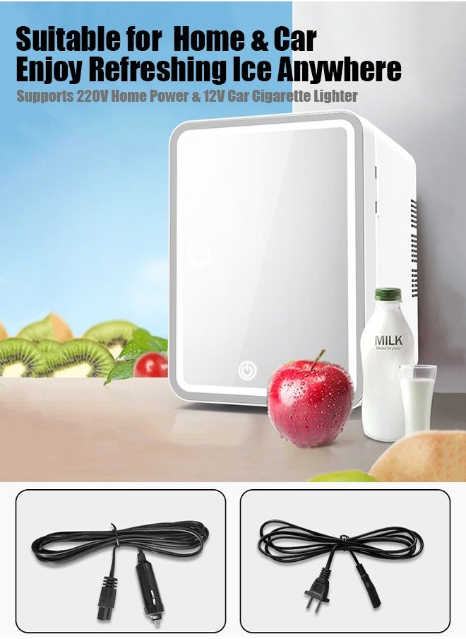 Generic 4L Mini Fridge Car Refrigerator with Dimmable LED Light Mirror  Portable Cosmetic & Makeup Storage Cooler & Warmer for Bedroom, Car, Office & Dorm White  - Image 5