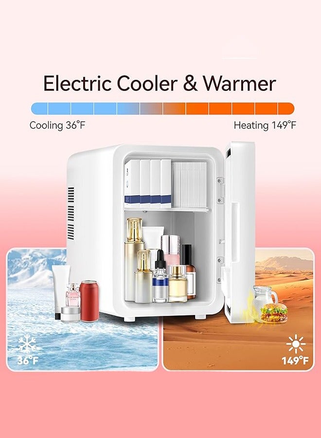 CozyNest 4L Skincare Mini Fridge with LED Mirror and Adjustable Light Portable Cooler and Warmer for Bedroom Office Car Dorm for Cosmetics Skincare and Food White - Image 3
