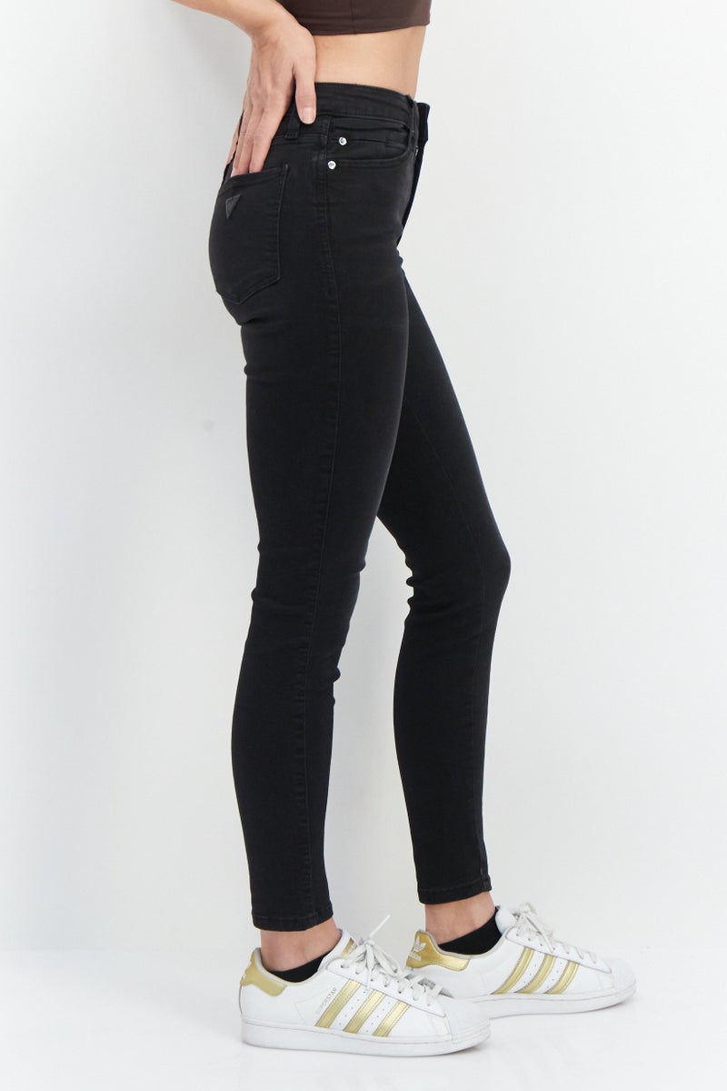 GUESS Women Skinny Fit Mid Waist Stretchable Denim Jeans, Black - Image 4