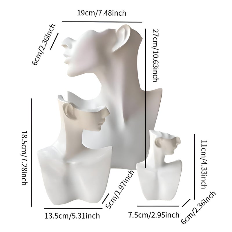 Practical Sturdy Resin Jewelry Bust Stand - Durable small display holder for necklaces, perfect for trade shows, retail displays, and jewelry exhibitions with elegant minimalist design. (M) - Image 3