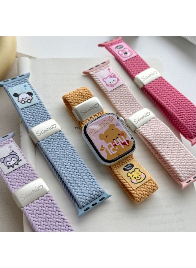 Generic - Sanrio Series Woven Magnetic Buckle Strap For AppleWatch Iwatch10 Generation 9876Ultra/SE-Color:Blue-Specification:42(10 Generations) - Image 1