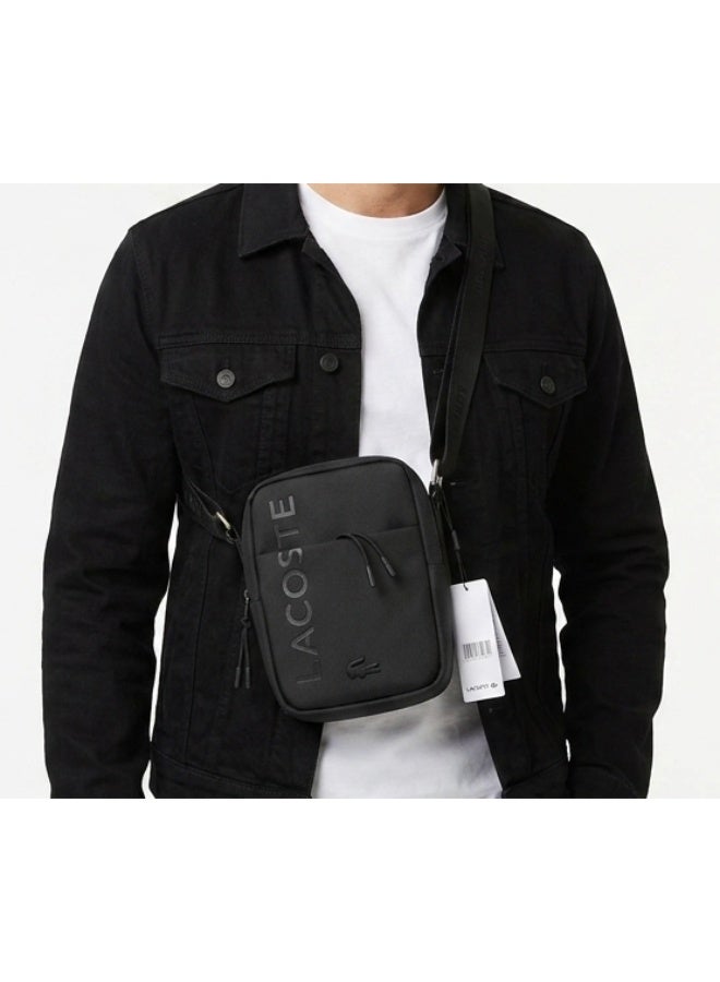 Lacoste Men's Vertical Black Crossbody Bag with Debossed Logo - Image 4