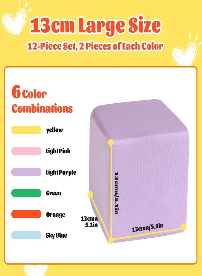 FUBOTRAD Foam Pit Blocks with Cover Foam Padding Sponge Pit Cubes Sponge Blocks for Amusement Park Gymnastics Freerunning and Parkour Courses - 12PCS 5"x5"x5" (Yellow/Green/Blue/Pink/Purple/Orange) - Image 3