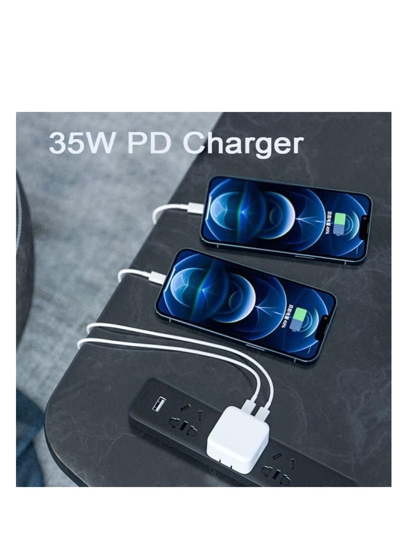 35W Dual USB C Port Adapter ​​​​​​Fast Charger ​with 1M iPhone Charging Cable Super Fast Compatible with Apple iPhone 14 pro max/14 pro/13/13 Pro max/12/12 Pro/11 iPad - Image 4