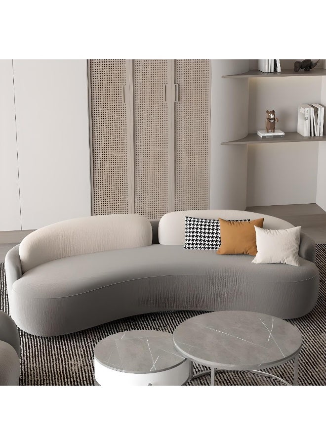 Comfynest Comfynest Contemporary Flannel Curved Sofa In Gray With Tight Back For Living Room  - Image 3