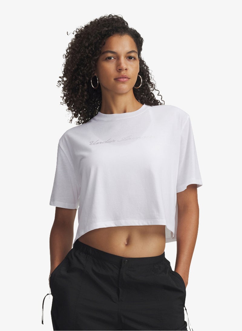 UNDER ARMOUR Essential Logo Cropped T-Shirt - Image 1