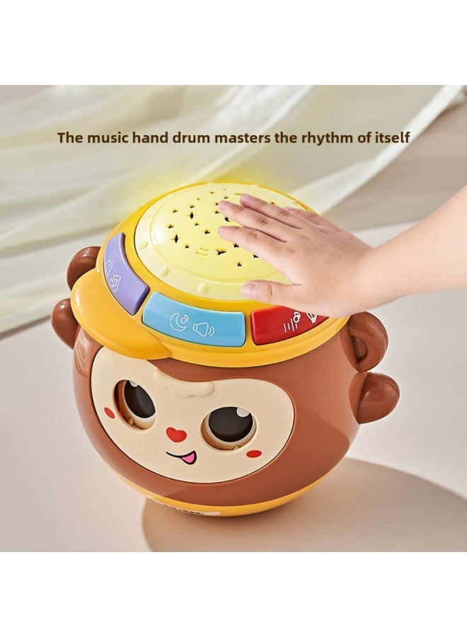 Beiying Children's Tumbler Hand Drumming Puzzle Early Education 0-3 Year Old Baby Toy Music Baby Drumming-Color:Cute Monkey-pink (window Box)  - Image 2