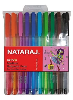 NATARAJ NATARAJ 621 JOI MEDIUM BALL PEN 10 COLOURS WALLET PACK  - Image 3