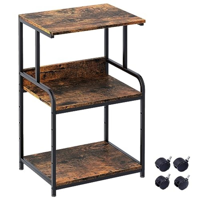 Printer Stand Table with Storage, 3d Printer Shelf, Printer Organizer With Shelf and Wheels, Rolling Cart for Folders, Books, for Fax Machine, Scanner, Home Office, Desk, Rustic - Image 1