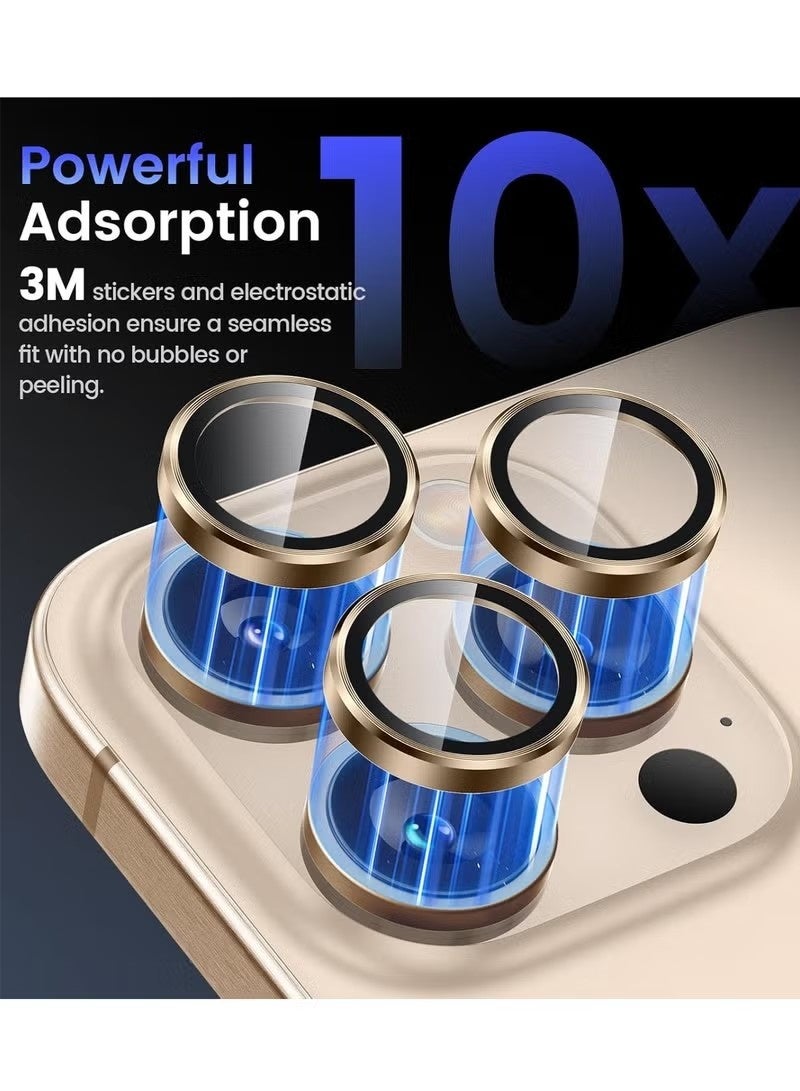 Desert Titanium Compatible for iPhone 16 Pro / iPhone 16 Pro Max Camera Lens Protector, AR Lens Protector Auto Installation,9H Tempered Glass,AR+AF Metal Individual Ring - Desert Titanium - Image 3