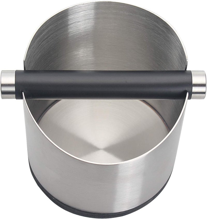 DIBTSA Espresso Knock Box, Stainless Steel Coffee Grounds Knock Box, With Removable Knock Bar and Non-Slip Rubber Base (Silver) - Image 5