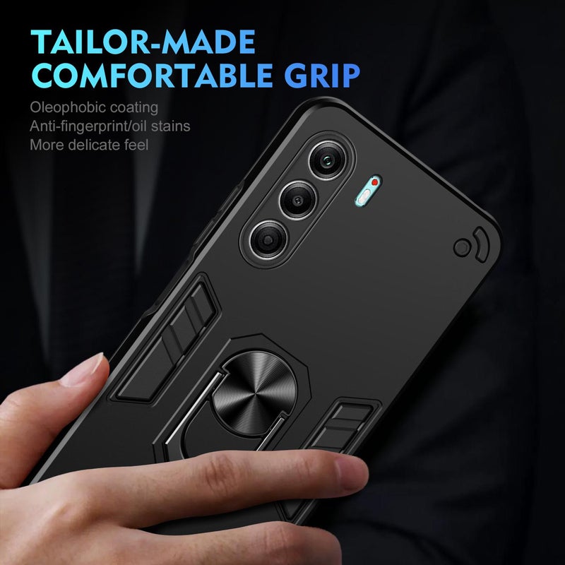 HuHa Case Cover For Tecno Camon 40 Pro 5G Shockproof Metal Ring Holder Phone Case(Black) - Image 5