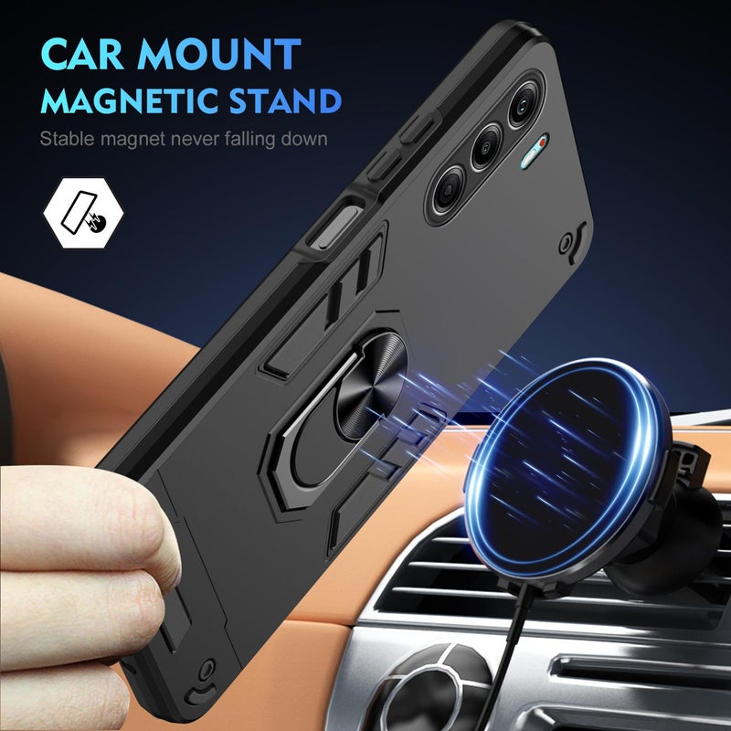 HuHa Case Cover For Tecno Camon 40 Pro 5G Shockproof Metal Ring Holder Phone Case(Black) - Image 2