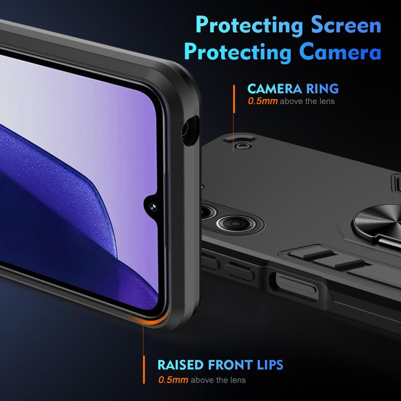 HuHa Case Cover For Tecno Camon 40 Pro 5G Shockproof Metal Ring Holder Phone Case(Black) - Image 3