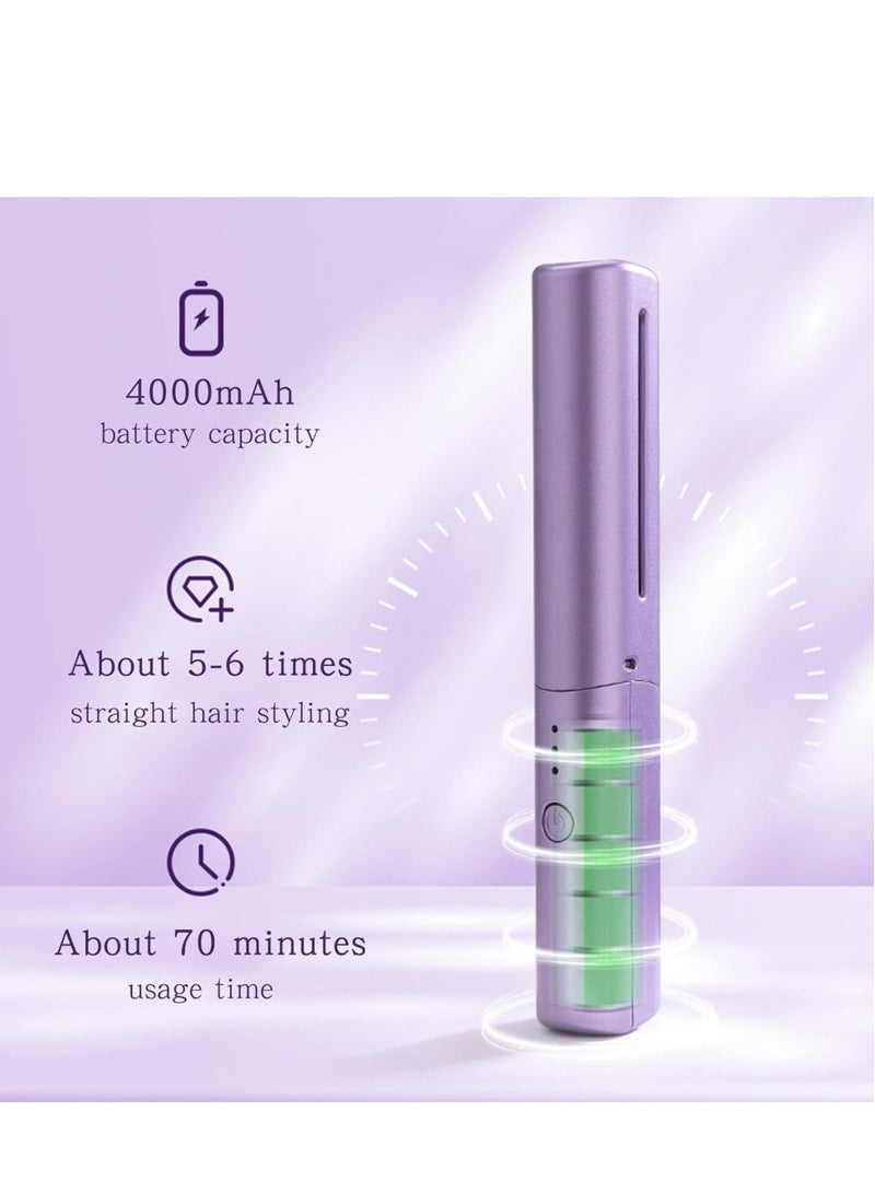 Mini Rechargeable Hair Straightener Brush – Portable Hot Comb with Anti-Static Negative Ion Technology for All Hair Types (Purple) - Image 4