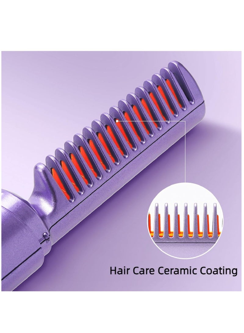 Mini Rechargeable Hair Straightener Brush – Portable Hot Comb with Anti-Static Negative Ion Technology for All Hair Types (Purple) - Image 5