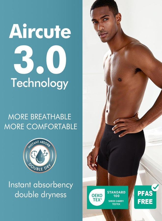 AIRCUTE ملابس داخلية رجالية من AIRCUTE لسلس البول، بفتحة أمامية، ماصة، مانعة للتسرب، بوكسر قصير، 60 مل، عبوة من 3 قطع (مقاس كبير، 3 قطع سوداء). - Image 4