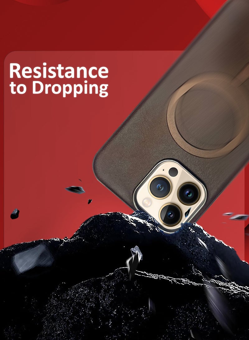 CATANES 2 Pack of PU Leather Case for Apple iPhone 13 Pro Max Compatible with Magsafe, Shockproof Drop Proof Protective Slim Case Brown - Image 5