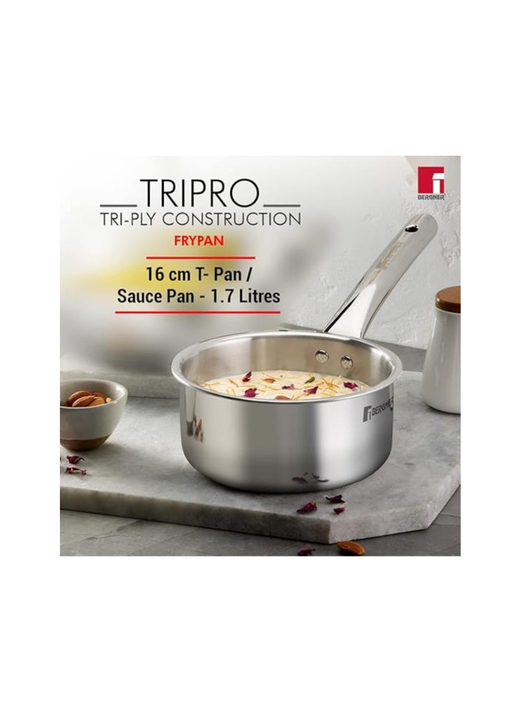 BERGNER Bergner Tripro Triply Stainless Steel 4 Pc Cookware Set, 24 cm Indian Wok/Kadai with Lid, 22 cm Fryp  - Image 4