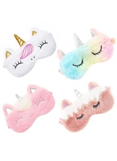 CMGTYYD 4 Pieces Sleep Mask, Sleep Mask for Kids, Plush Sleeping Eye Cover, Cute Sleep Mask, Soft Plush Blindfold Cute for Kids Teens Girls Women  - Image 1