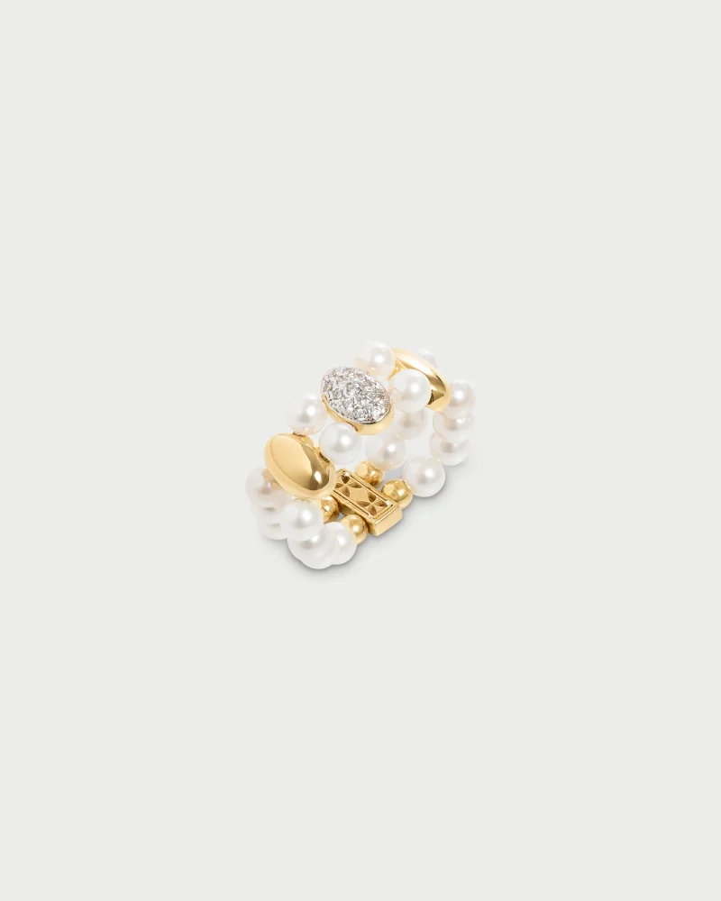 Rue Des Mill Triple ellipse pearl elastic ring