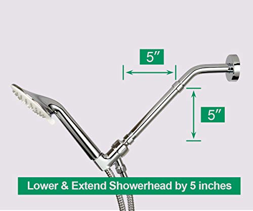 Purelux Shower Arm Extension, 6 inches Shower Head Extender Water Outlet Lowers Existing Shower Head, Chrome Finish Made of Solid Stainless Steel - Image 2