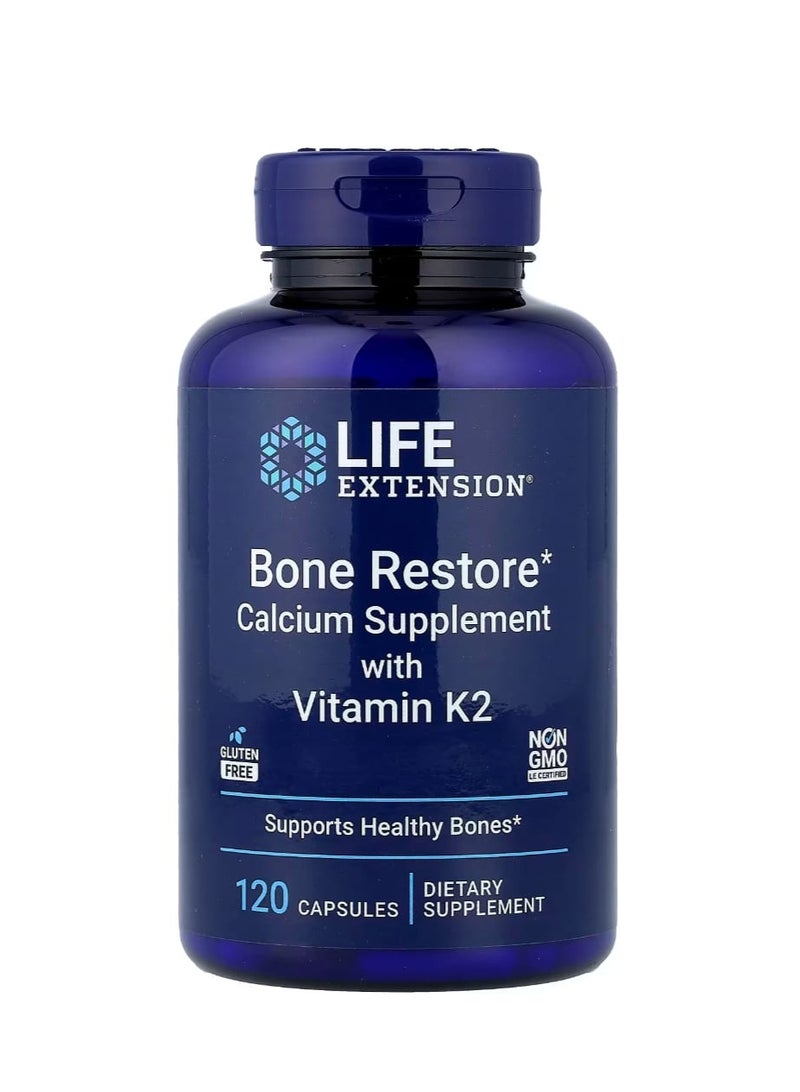 لايف إكستنشن مكمل الكالسيوم لاستعادة العظام مع فيتامين ك2 120 كبسولة - Image 1