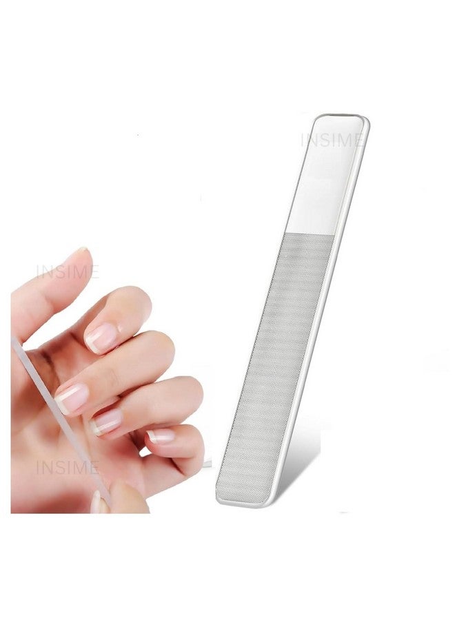INSIME Nano Crystal Glass nail filer and buffer | Glass nail file with nail shaper for women girls | Washable Reusable Crystal Nail filler & Glass Nail Shiner polisher for professional manicure pedicure - Image 1