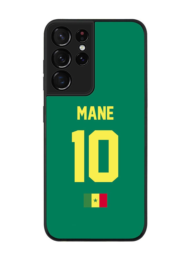 Stylizedd Rugged Black edge case for Samsung Galaxy S21 Ultra 5G Slim fit Soft Case Flexible Rubber Edges Anti Drop TPU Gel Thin Cover - Football Team - Senegal Player Name - Mane - Image 1