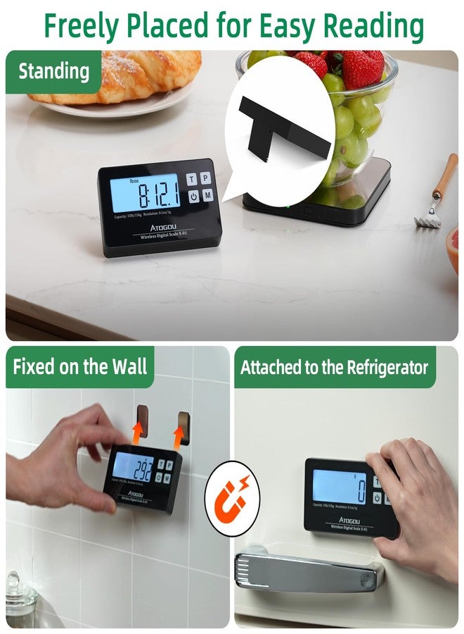 Atogou Food Scale, 33lb Wireless Kitchen Scale with Remote Display, 1g/0.1oz Precise Graduation, Food-Grade 304 Stainless Steel, Digital Food Scale for Cooking, Baking, Postage, Shipping Black&Grey - Image 3