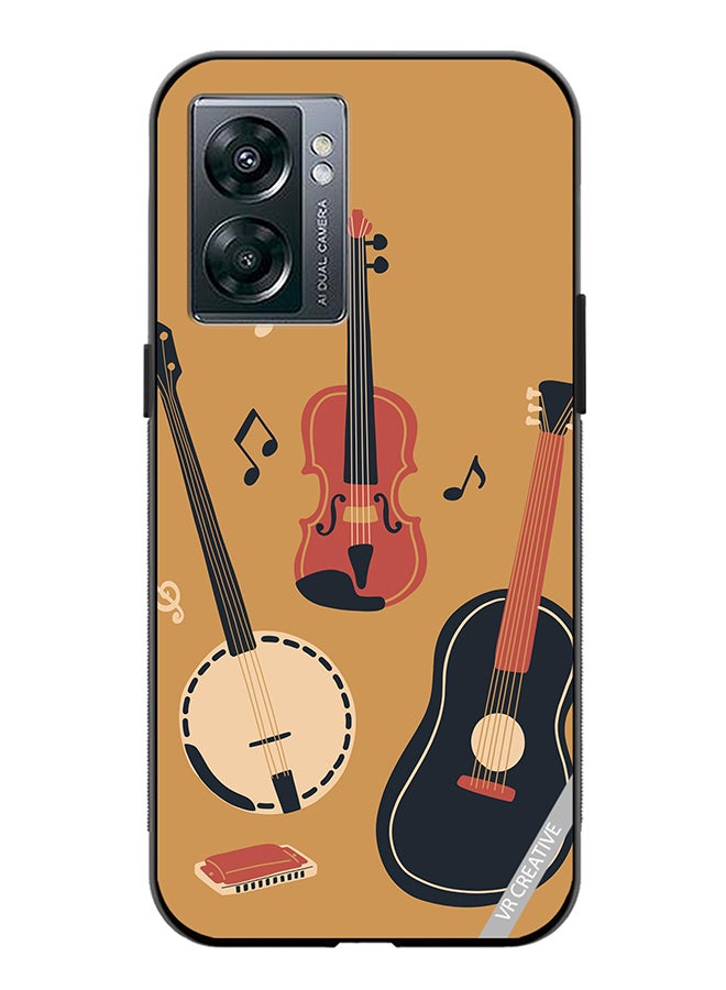 VR CREATIVE Protective Case Cover For Oppo A57 5G Banjo Acoustic Guitar Violin Notes And Harmonica Design Multicolour - Image 1