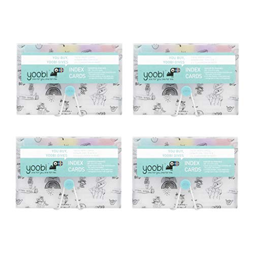 Yoobi Index Cards with Case | 4 Pack of Fun | 400 Total Notecards with Holder | Create Flash Cards for Homeschool - Image 1
