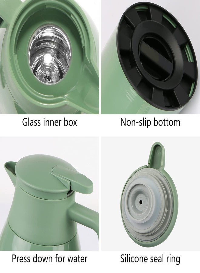 CABAX 34-Oz Thermal Carafe Coffee Bottle,1L Capacity Vacuum Insulated Portable Hot Cold Pot Thermal Carafe for Travel Camping, Green - Image 3