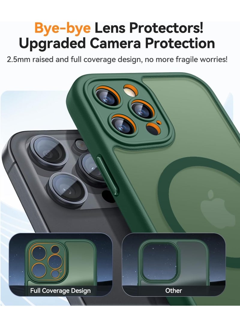 ثسؤشسث غطاء مغناطيسي لهاتف iPhone 12 Pro Max مقاس 6.7 بوصة، متوافق مع MagSafe، حماية كاملة للكاميرا، حافظة واقية شفافة غير لامعة ورفيعة ومقاومة للصدمات، باللون الأخضر - Image 3