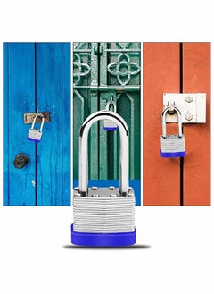 Excefore Long Shackle Pad Lock, 2 Pack Steel Pad Lock Padlock with Keys Heavy Duty Laminated Steel Key Pad Lock Secure Safety Tool for Home Garden Garage Fence Shed Indoor Outdoor  - Image 4