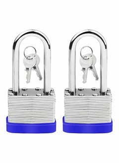 Excefore Long Shackle Pad Lock, 2 Pack Steel Pad Lock Padlock with Keys Heavy Duty Laminated Steel Key Pad Lock Secure Safety Tool for Home Garden Garage Fence Shed Indoor Outdoor  - Image 1